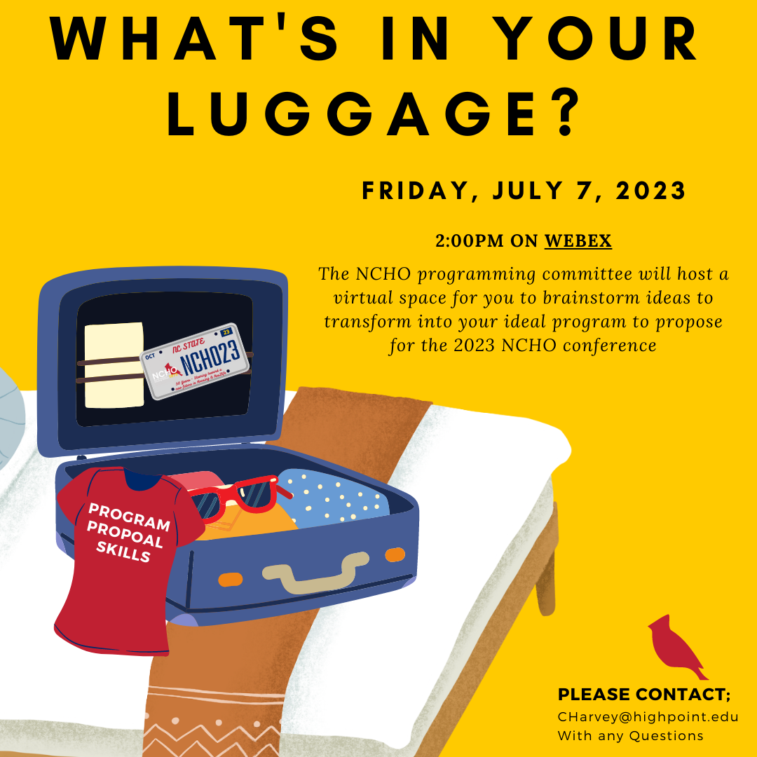 "What's in Your Luggage" program proposal webinar graphic.