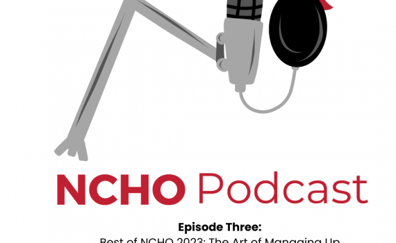 NCHO Podcast Episode 3 graphic featuring a cardinal on a podcast microphone.